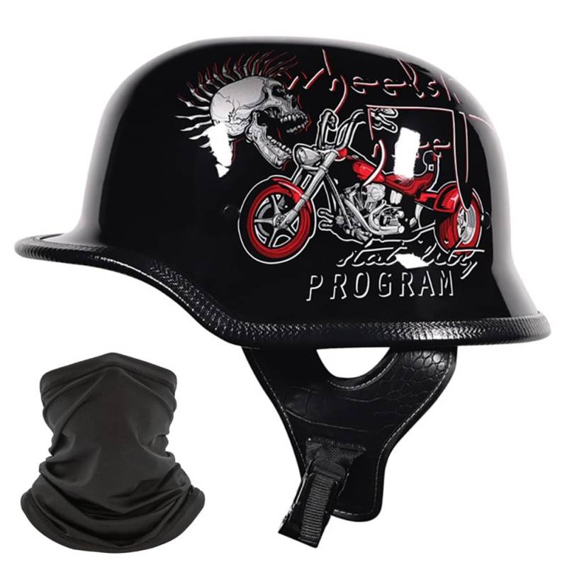 Yirunfa Deutscher Stil Halbschale Helm Retro Halbgesicht Motorradhelm Jethelme ECE-Zertifizierung Halbhelm Männern und Frauen Open Face Helm für Scooter Moped Cruiser Motorrad von Yirunfa