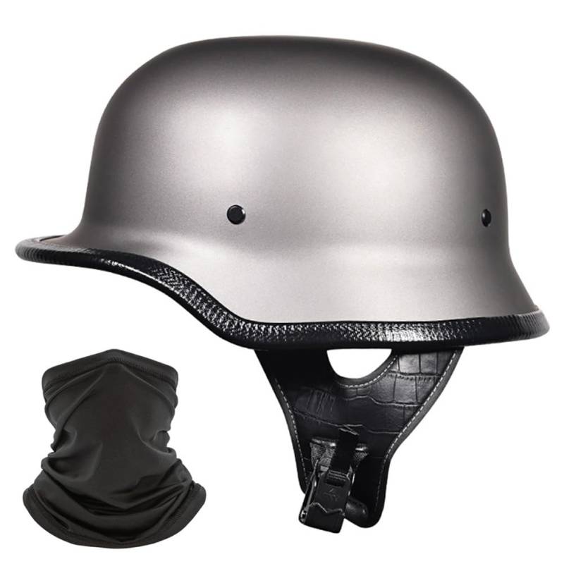 Yirunfa Deutscher Stil Halbschale Helm Retro Halbgesicht Motorradhelm Jethelme ECE-Zertifizierung Halbhelm Männern und Frauen Open Face Helm für Scooter Moped Cruiser Motorrad von Yirunfa