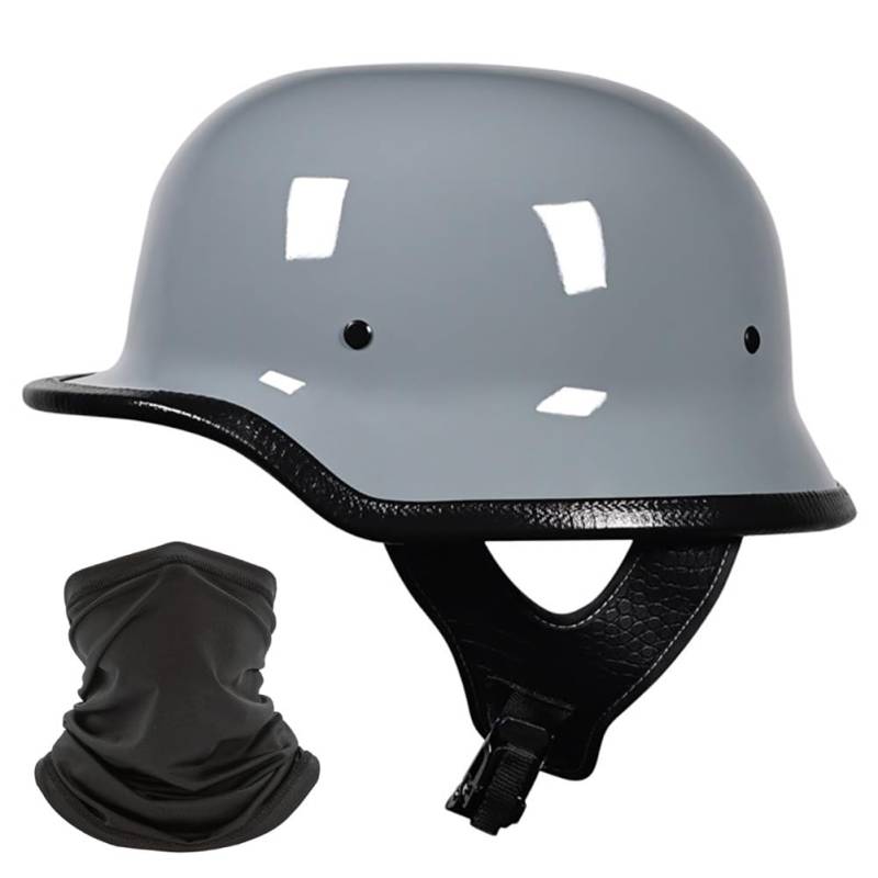 Yirunfa Deutscher Stil Halbschale Helm Retro Halbgesicht Motorradhelm Jethelme ECE-Zertifizierung Halbhelm Männern und Frauen Open Face Helm für Scooter Moped Cruiser Motorrad von Yirunfa