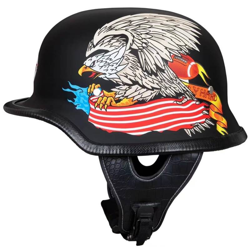 Yirunfa Motorradhelm Halbschalenhelm, Deutsche Motorrad Halbhelme JetHelm ECE Zertifizierung Cap Half Shell Helm Herren Damen Half Open Helm mit Sonnenbrille für Cruiser Chopper Biker von Yirunfa