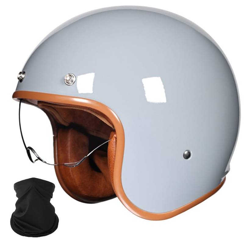 Yirunfa Retro-Jet-Helm 3/4-Helm, Cruiser Chopper Roller Moped-Helm, Retro-Halbschalenhelm ECE-Zertifiziert, Moped Scooter Offenem Helm, Halbschale Jethelm, für Herren und Damen, M~XXL von Yirunfa