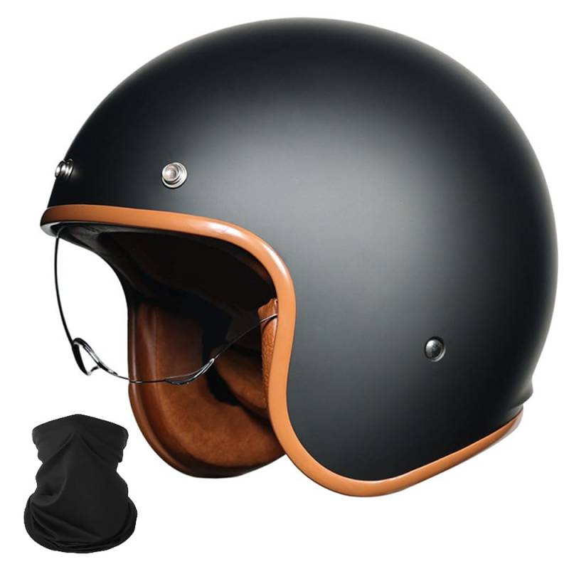 Yirunfa Retro-Jet-Helm 3/4-Helm, Cruiser Chopper Roller Moped-Helm, Retro-Halbschalenhelm ECE-Zertifiziert, Moped Scooter Offenem Helm, Halbschale Jethelm, für Herren und Damen, M~XXL von Yirunfa