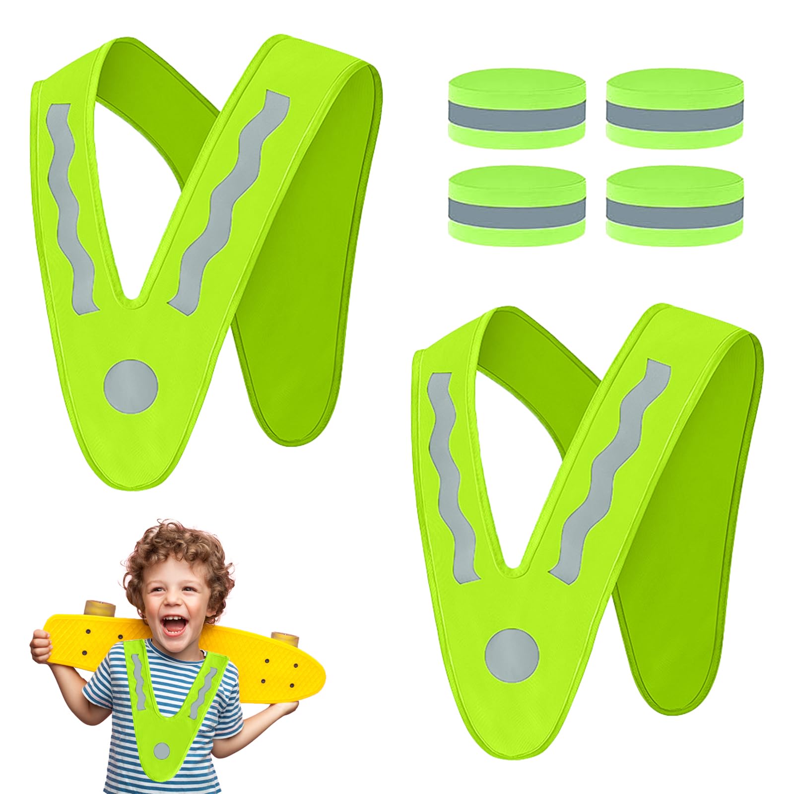 Yistoi Warnweste Kinder, Kinderwarnweste, Sicherheitsweste, Reflektorweste Kinder, Warnschutzweste, V-Form, Reflektierende Warnweste Stark Sichtbar Sichtbarkeit für für Sport, Laufen, Fahrrad, Auto Yistoi Warnweste Kinder, Kinderwarnweste, Sicherheitsweste, Reflektorweste Kinder, Warnschutzweste, V-Form, Reflektierende Warnweste Stark Sichtbar Sichtbarkeit für für Sport, Laufen, Fahrrad, Auto von Yistoi