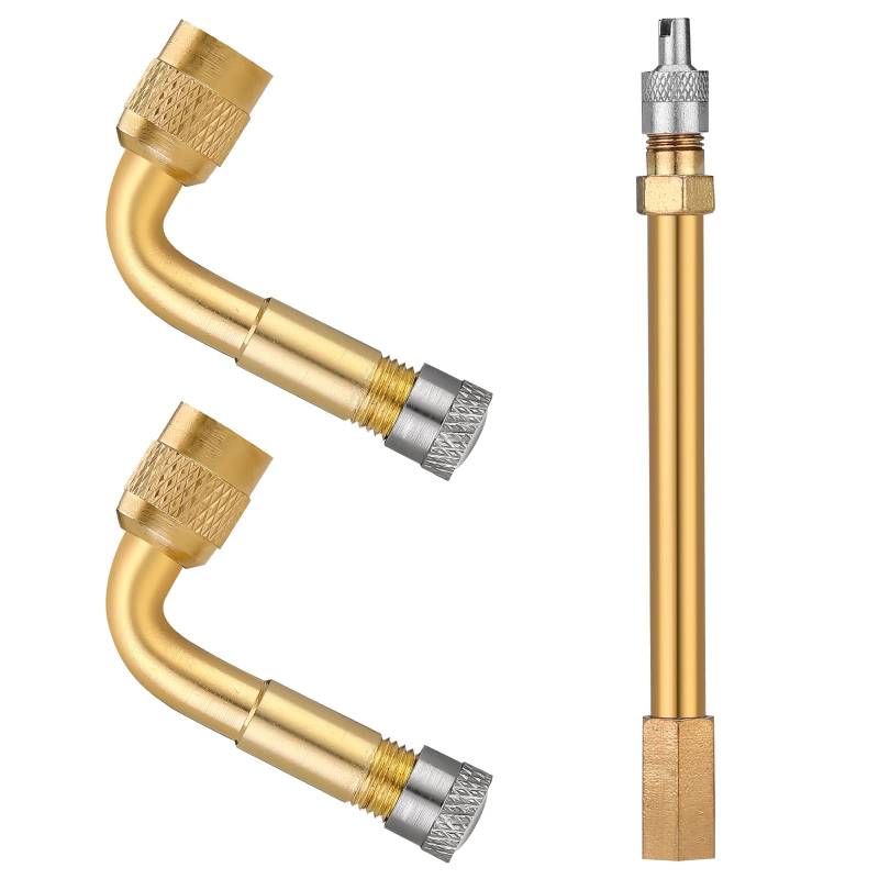 Yizhet Reifenventil Verlängerung Set: 2X 90° Winkelventil + 1x 100mm Schrader Adapter, Kompatibel mit Xiaomi M365, Motorrad, Fahrrad & LKW-Reifen von Yizhet