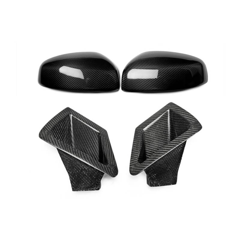 Auto AC Klimaanlage Entlüftung grill Für 370Z Für Z34 2009-2020 Carbon Faser Rückspiegel Abdeckung Shell + Front Stoßstange Seite Vent Luftkanal Auslass Motorhaube Hood Scoop(4PCS Type A-B) von Ylrng