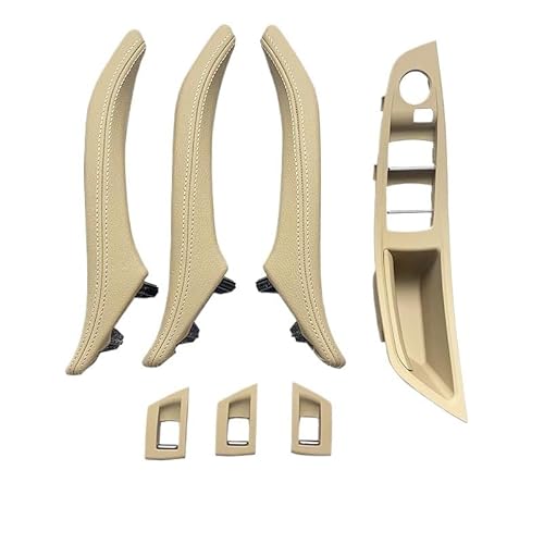 Auto Innen TüRgriff Armlehne Für Die Fahrerseite Türgriff-Set Für Die Beifahrerseite Für 5er-Serie Für F10 Für 520 523 525 528 530 535(RHD Beige 7pcs set) von Ylrng