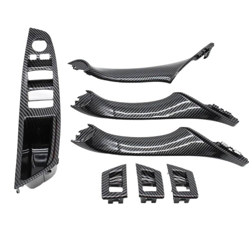 Auto Innen TüRgriff Auto-Innentür-Armlehne Zuggriff Fensterschalter-Abdeckung Verkleidungssatz Für 5er-Serie Für F10 Für F11 Für F18 Für 523 525 2010–2017(LHD 7PCS Set) von Ylrng
