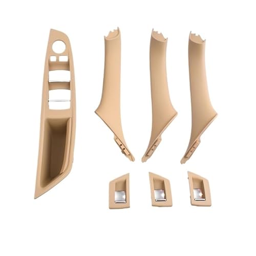 Auto Innen TüRgriff Innentür Armlehne Fenster Schalter Panel Tür Griff Set Für 5 Series Für F10 Für F11 Für F18 Für 520i Für 523i(Beige LHD 7PCS) von Ylrng