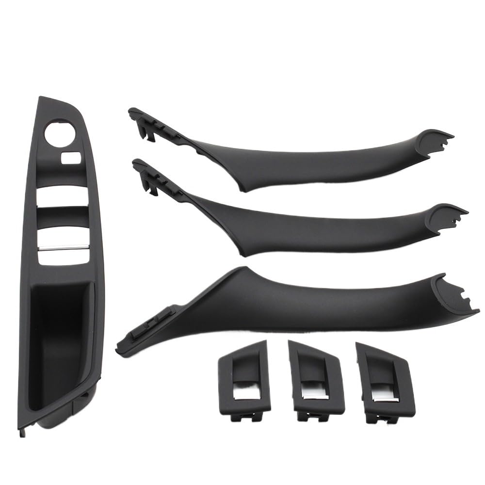 Auto Innen TüRgriff LHD-Innenraum-Armlehnen-Türgriffverkleidung Innenverkleidungssatz Für 5er-Serie Für F10 Für F11 Für F18 Für 520i Für 523i(Black 7PCS Set) von Ylrng