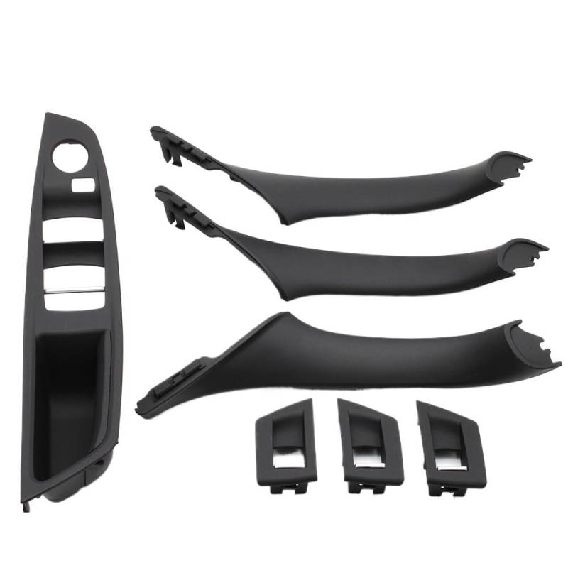 Auto Innen TüRgriff LHD-Innenraum-Armlehnen-Türgriffverkleidung Innenverkleidungssatz Für 5er-Serie Für F10 Für F11 Für F18 Für 520i Für 523i(Black 7PCS Set) von Ylrng