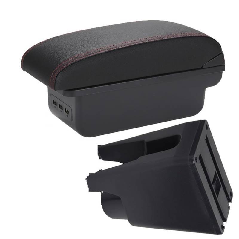 Doppelschicht Armlehne Für Citroen Für C1 Armlehne Box Armlehne Auto Zubehör Shop Box Interior Center Console Storage Box Armlehne(B1 Black red 3USB) von Ylrng