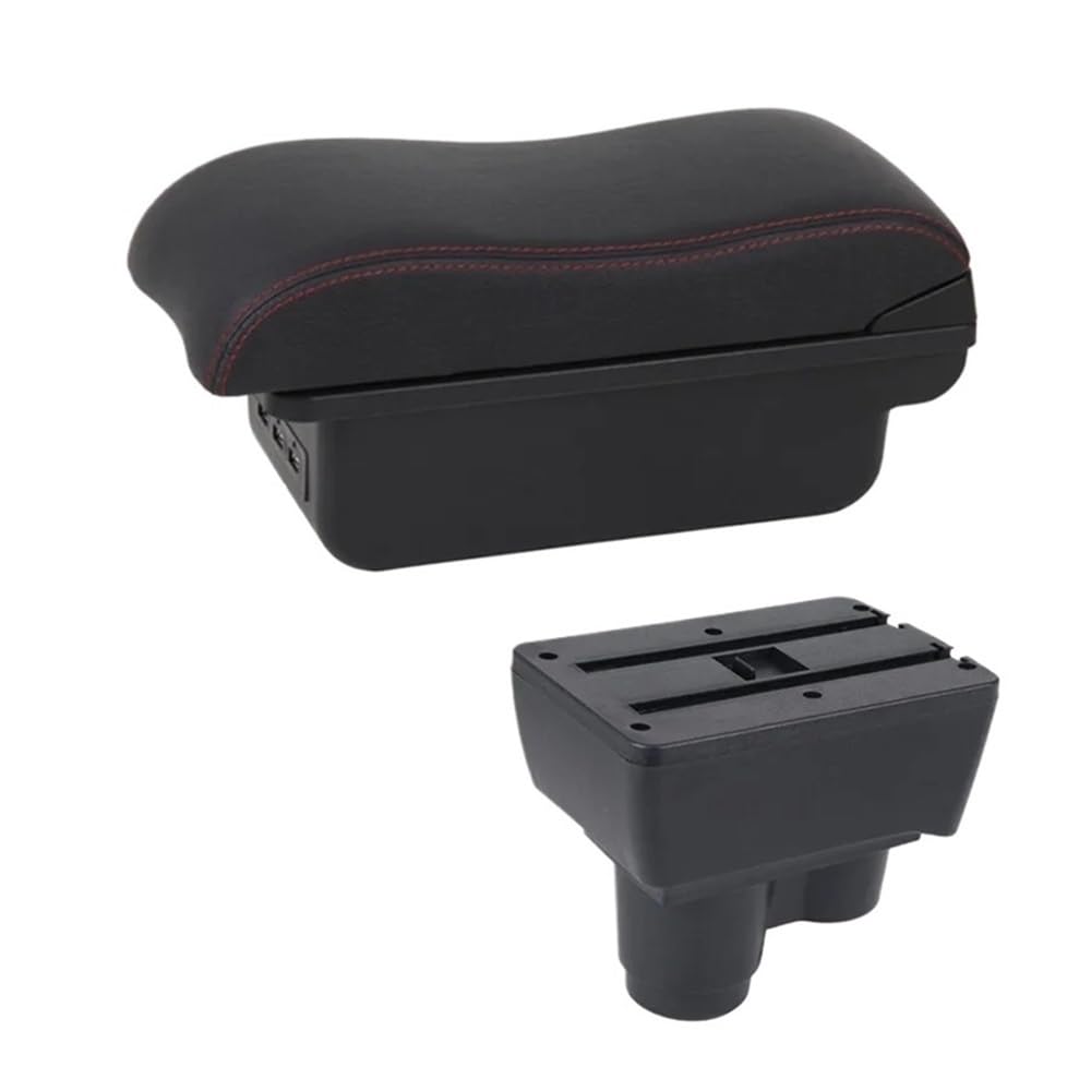Doppelschicht Armlehne Für Duster 2019 2020 2021 2022 2023 Auto Armlehne Box Armlehne Lagerung Box Dual Layer Mittelkonsole Armlehne(C2 Red Line) von Ylrng