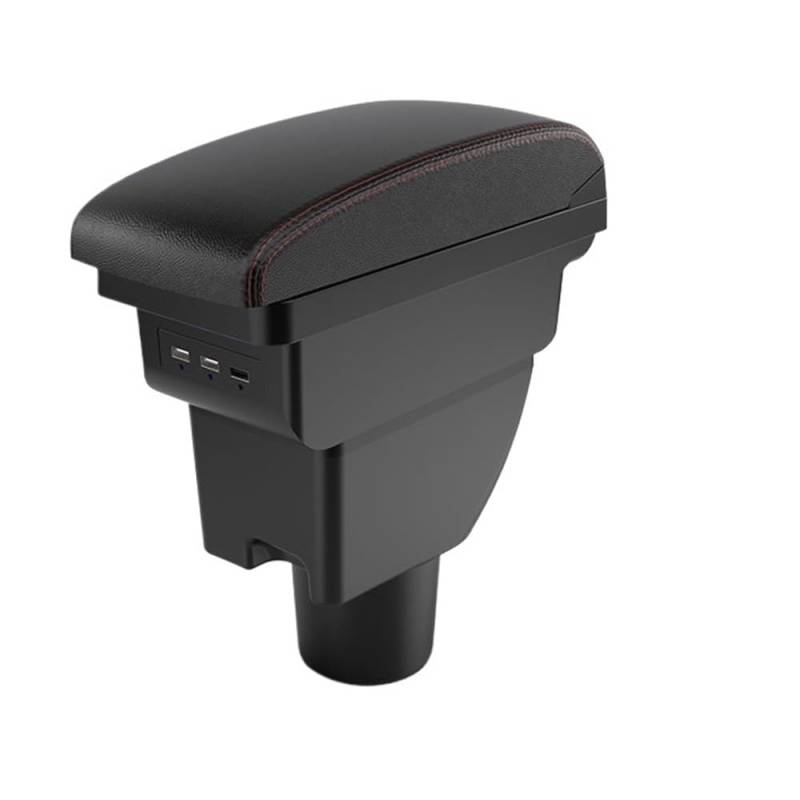 Doppelschicht Armlehne Für Hyundai Für Getz lehne Auto lehne Box Zentrum Speicher Box lehne Box Center Console lehne Auto Zubehör(B1 Red line 3 USB) von Ylrng