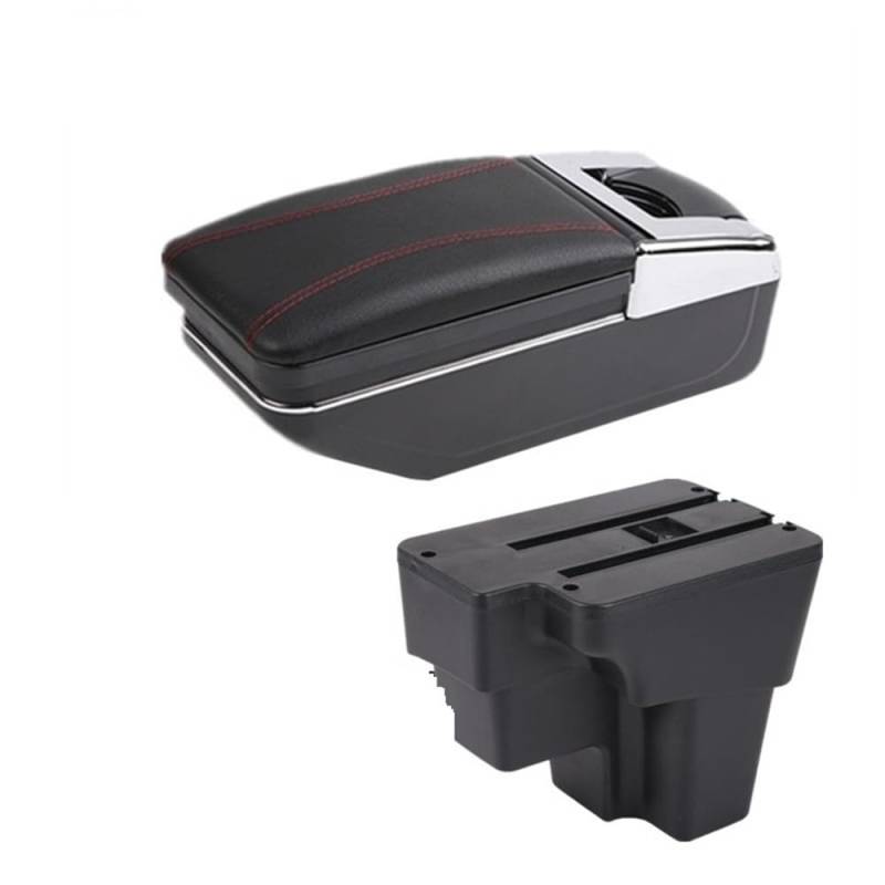 Doppelschicht Armlehne Für KIA Für RIO 2015-2024 Armlehne Box Armlehne Box Auto Lagerung Auto Zubehör Center Console Storage Box Armlehne(A red line NO USB) von Ylrng