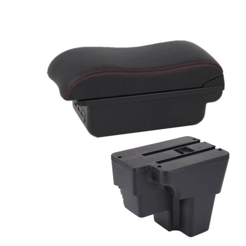 Doppelschicht Armlehne Für KIA Für RIO 2015-2024 Armlehne Box Armlehne Box Auto Lagerung Center Console Storage Box Auto Zubehör(B2 red line 3USB) von Ylrng