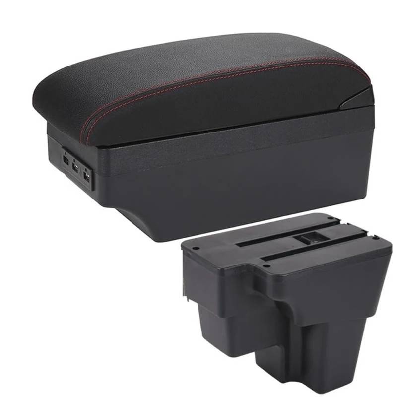 Doppelschicht Armlehne Für KIA Für RIO Für STONIC 2015-2022 Armlehne Box Auto Armlehne Lagerung Box Auto Zubehör Center Console Armlehne(A1 Black red 7USB) von Ylrng