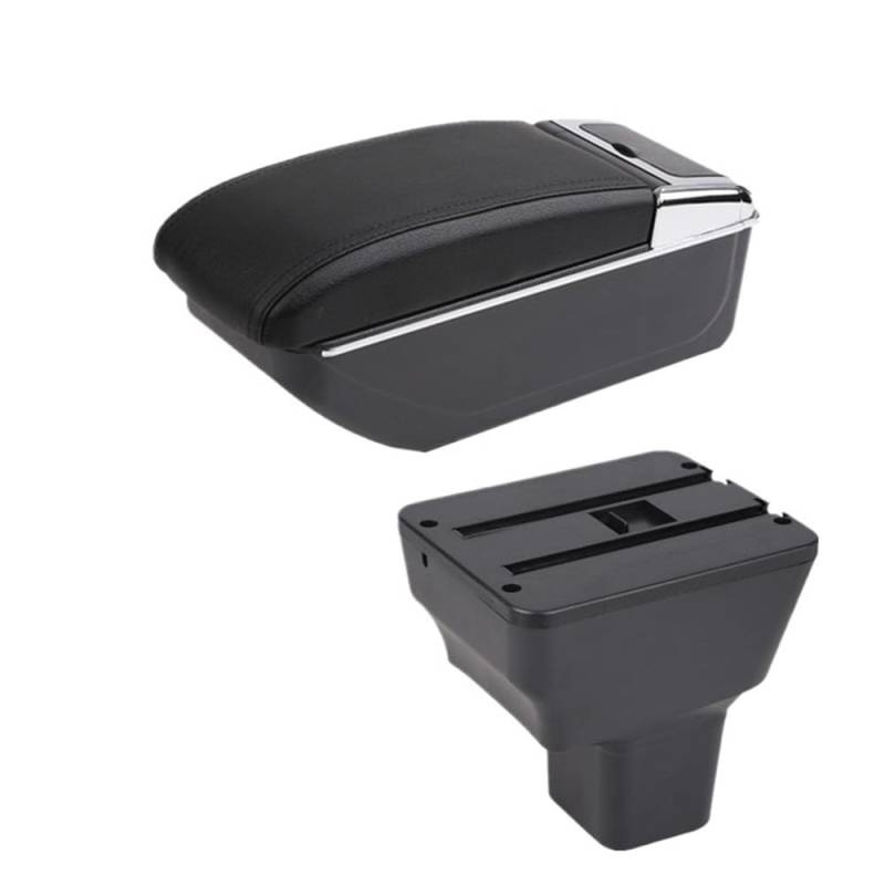 Doppelschicht Armlehne Für Kicks 2016-2024 Armlehne Box Auto Armlehne Box Innen Lagerung Box Auto Zubehör Mittelkonsole Lagerung Box(B black line NO USB) von Ylrng