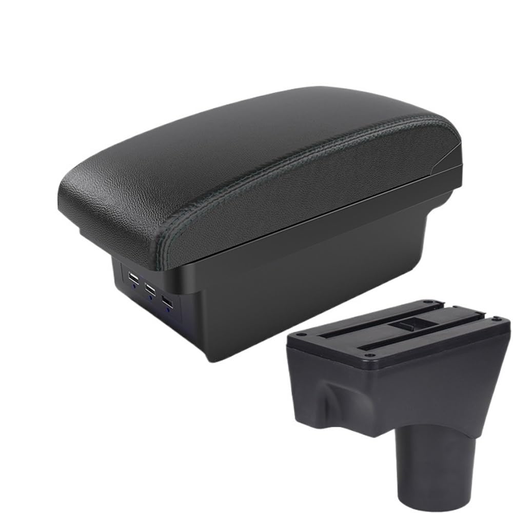 Doppelschicht Armlehne Für March Für Micra K13 MK4 IV 2010-2023 Armlehne Box Auto Armlehne Box Lagerung Box Innen Auto Zubehör(B2 Black line 3 USB) von Ylrng