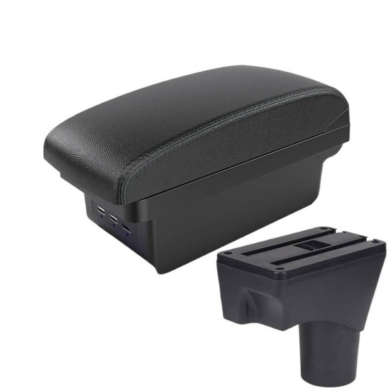 Doppelschicht Armlehne Für March Für Micra K13 MK4 IV 2010-2023 Armlehne Box Auto Armlehne Box Lagerung Box Innen Auto Zubehör(B2 Black line 3 USB) von Ylrng