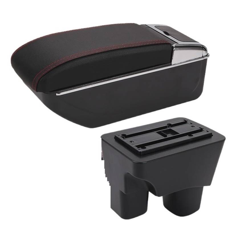 Doppelschicht Armlehne Für Onix 2020-2024 Armlehne Box Auto Armlehne Lagerung Box Interior Center Console Storage Box Auto Zubehör(D1 Black red No USB) von Ylrng
