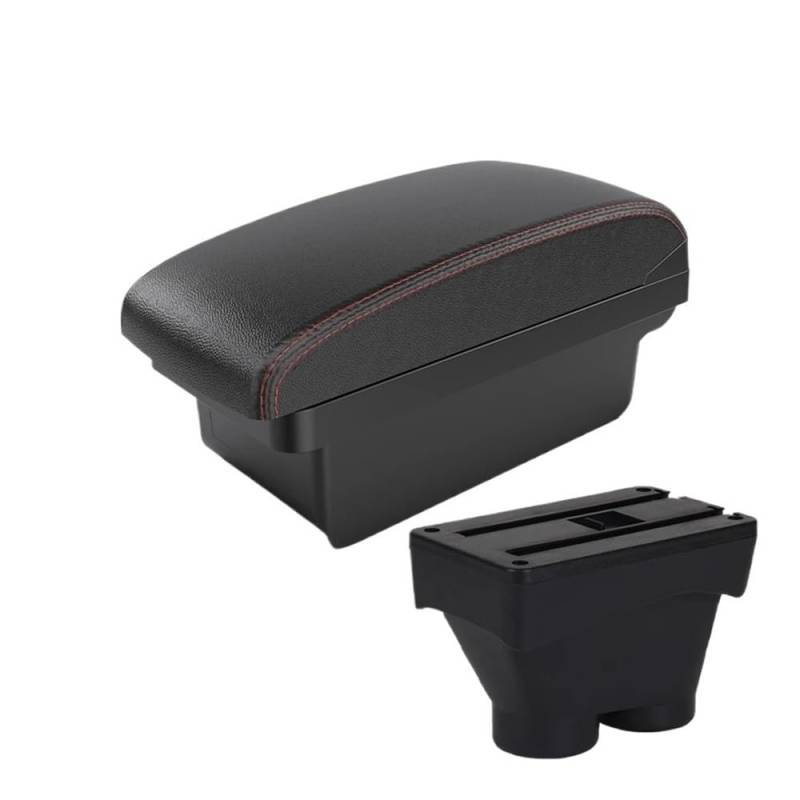 Doppelschicht Armlehne Für Peugeot 208 2012-2018 Armlehne Box Lagerung Box Auto Zubehör Innen Auto Halter Center Konsole Lagerung Box(A1 Black red NO USB) von Ylrng