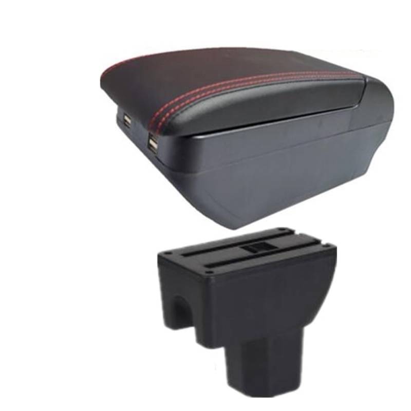 Doppelschicht Armlehne Für Suzuki Für Ignis Auto Armlehne Box Central Store Zubehör Innenraum Cup Holder Mittelkonsole Storage Box(H red line 4USB) von Ylrng