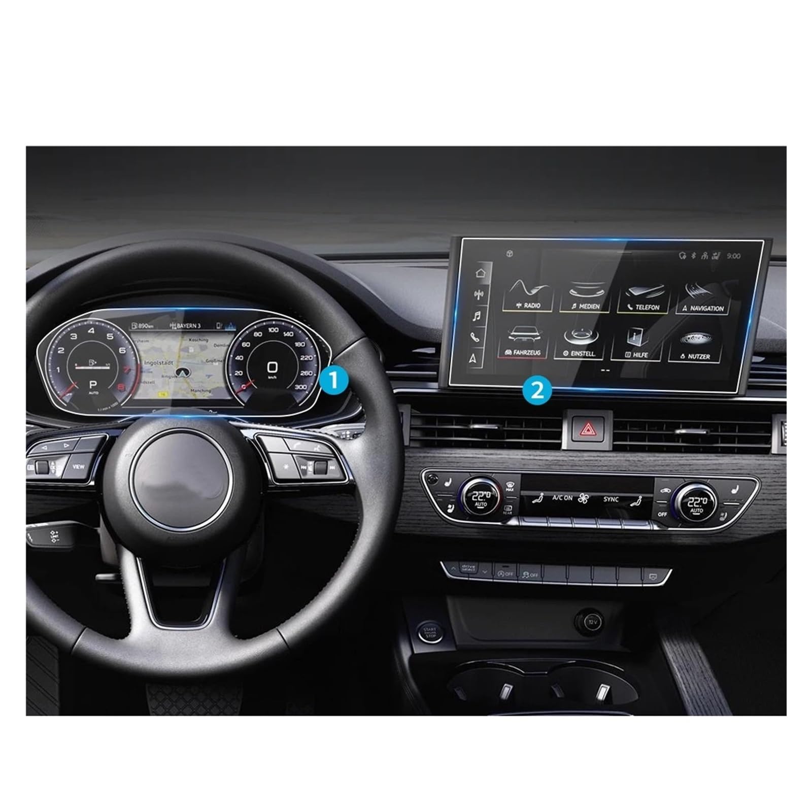 Navigation Panzerglas Schutzfolie Für A5 2023 Autoaufkleber Displayschutzfolie Navigator Display Gehärtetes Glass Schutzfolie Autozubehör(HD a Set) von Ylrng