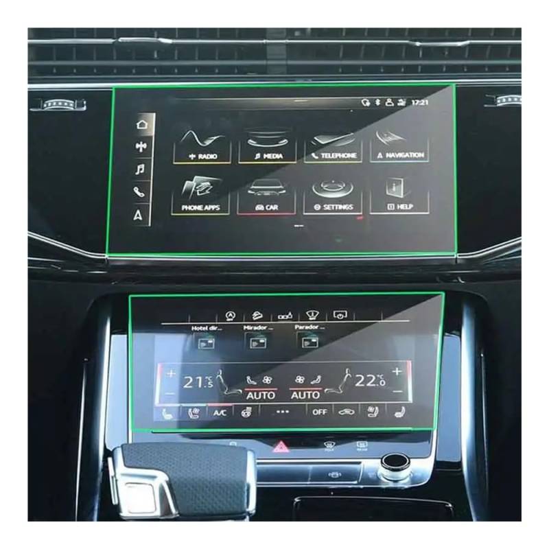 Navigation Panzerglas Schutzfolie Für Q8 Für Q7 2020 2021 GPS Dash Board Bildschirm Schutz Auto Navigation Gehärtetem Glass Display-schutzfolie Aufkleber(Upper and Lower) von Ylrng