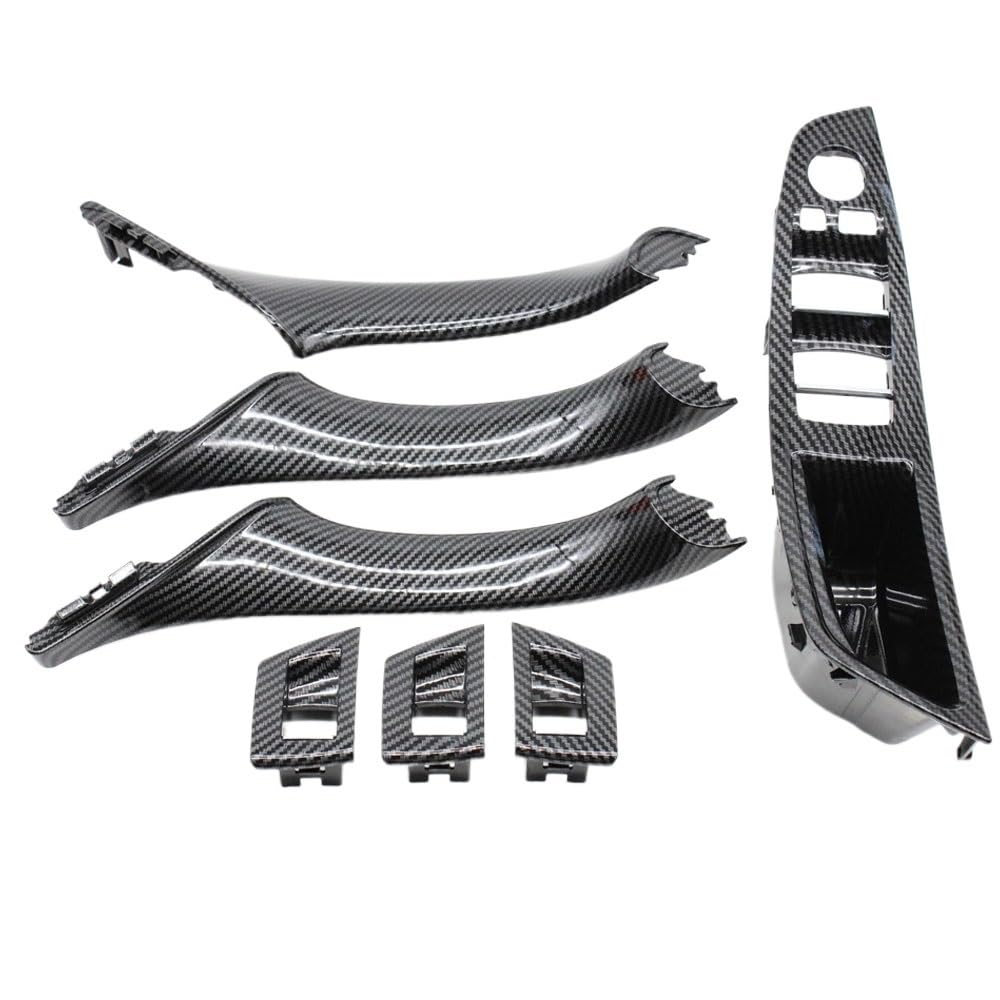 Ylrng Auto Innen TüRgriff Auto-Innentür-Armlehne Zuggriff Fensterschalter-Abdeckung Verkleidungssatz Für 5er-Serie Für F10 Für F11 Für F18 Für 523 525 2010–2017(RHD 7PCS Set) von Ylrng