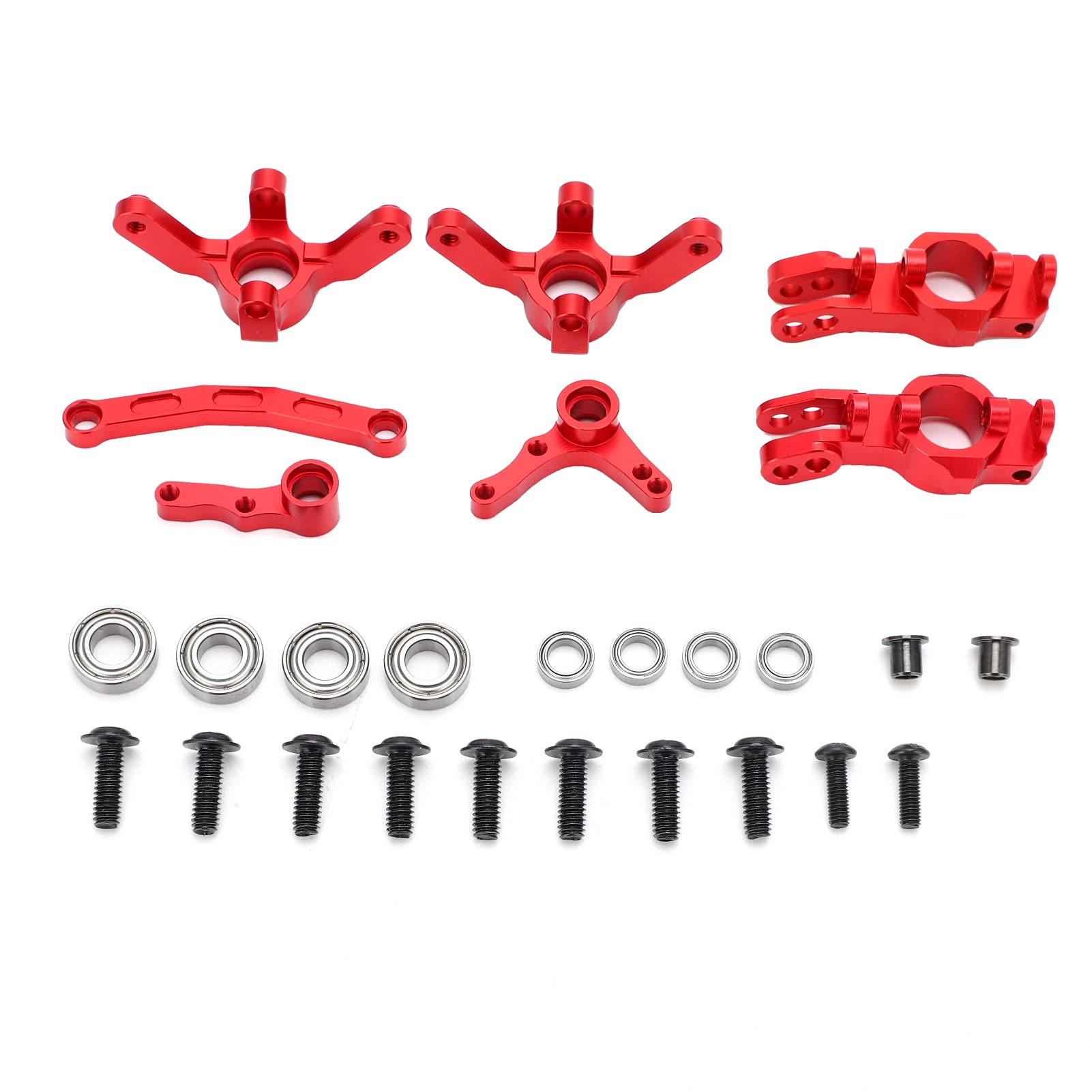 Leichte Aluminiumlegierung RC -Zubehör, hintere und vordere Nabenträger mit Lagern, Lenkknöchel und Block C -Hub für XTE/XBE/Short/Course/Truck 1/10 RC, Installation, Installation, (Red) von Ylwxzenith
