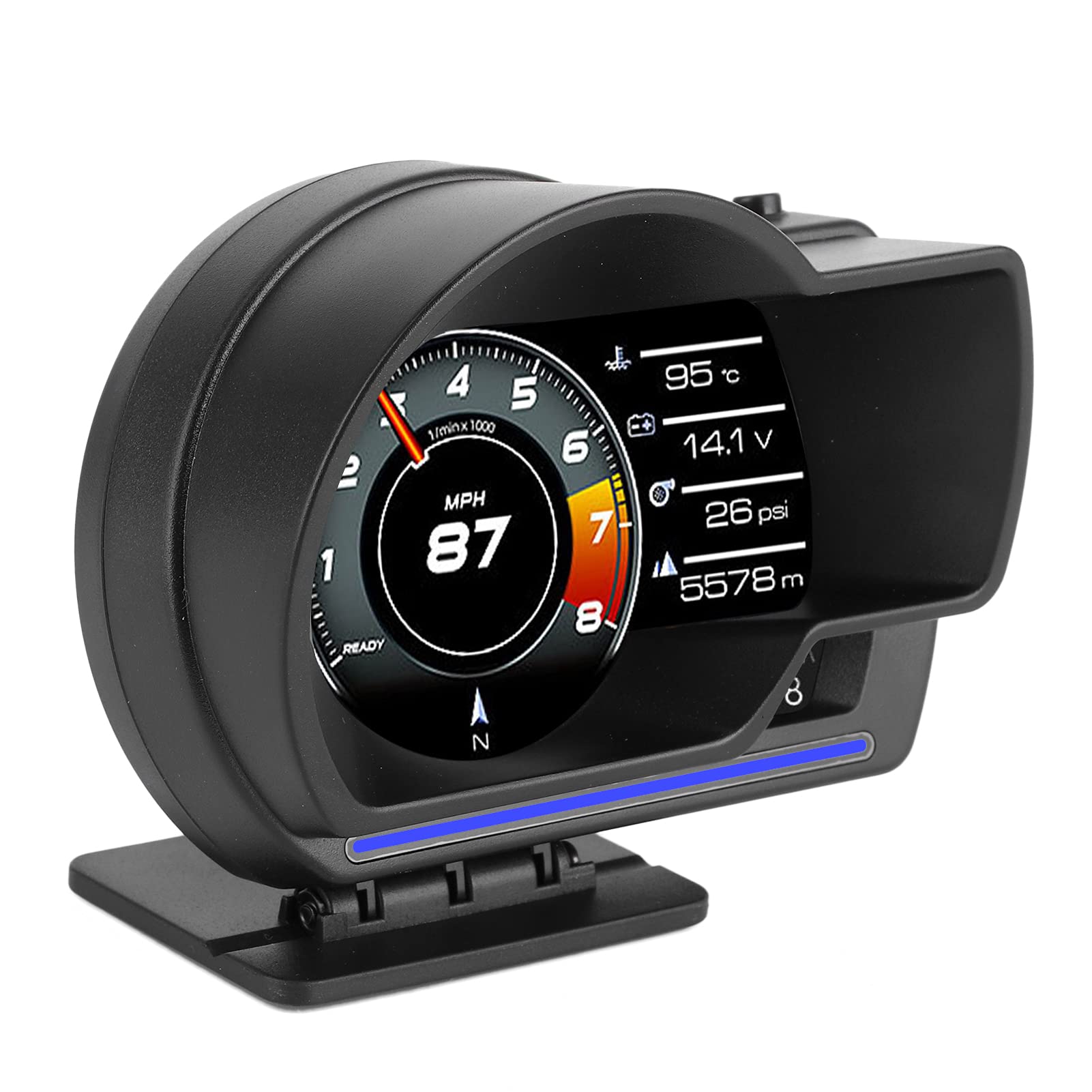 Auto HUD Dual System Head Up Display Digitaler OBD2 / GPS Tachometer, Smart Gauge Auto HUD Tachometer Turbo RPM Alarm für Auto LKW von Ymiko