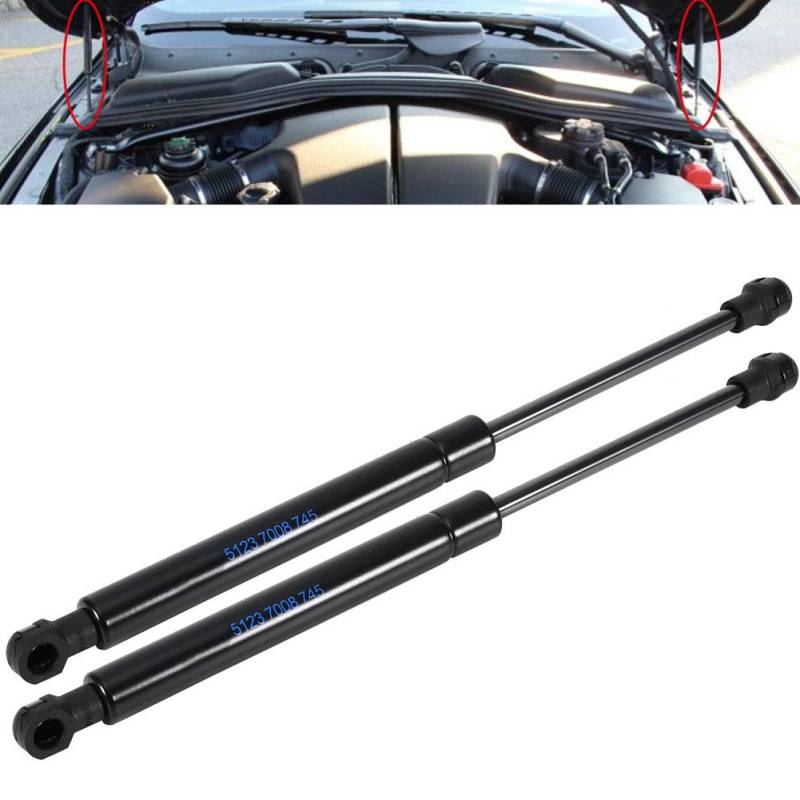 Ymiko Motorhaubenlift-Unterstützung, 2-teilige Motorhauben-Motorhaubenliftstützen, kompatibel mit E60 E61 M5 525 528 530 535 545i 550i, Schwarz von Ymiko
