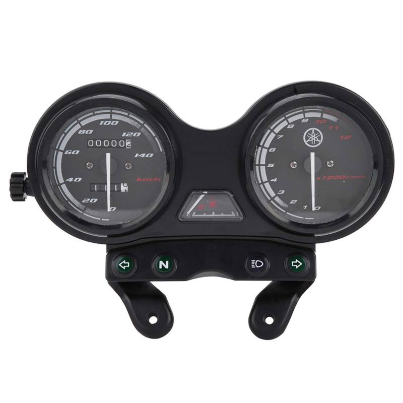 Motorrad-Tachometer Dual-Kilometerzähler für YBR 125 DC 12-V-Ölanzeige 12000 U/min LCD-Kilometerzähler von Ymiko