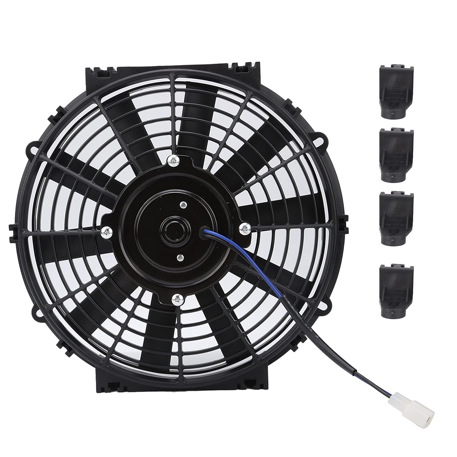 Unversal Black Cooling Fan, 10in Slim Electric Cooling Fan Radiator, 24V 80W 2100RPM 10 Straight Blades For Car von Ymiko