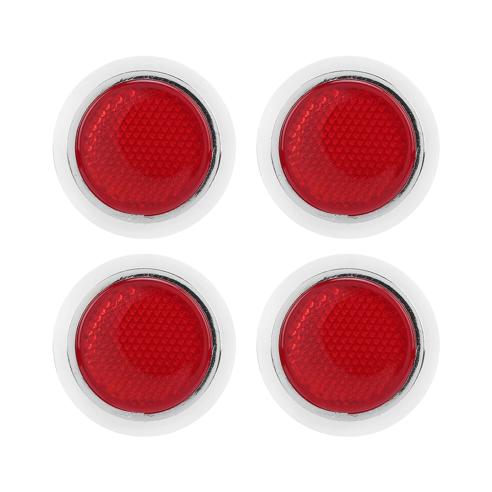 Ymiko Reflektierender Aufkleber, 4 STÜCKE Roter Reflektor Erhöhte Sichtbarkeit Runde Reflektierende Schutzverkleidung für Automobile Motorrad LKW Anhänger Rücklichter Reflektor ABS Chrom von Ymiko
