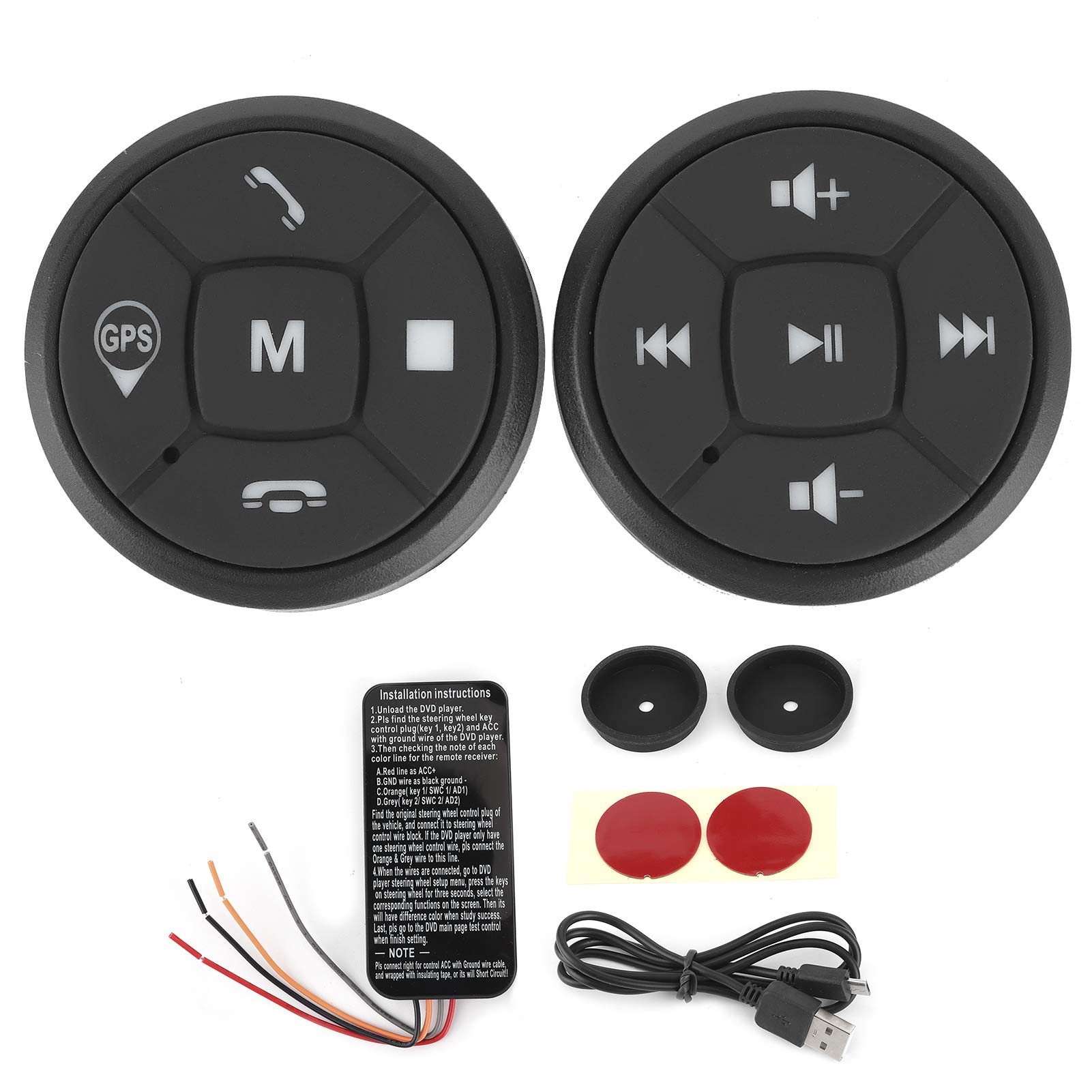 Ymiko Auto-Lenkrad-Fernbedienung, Auto-Bluetooth-Kits Lenkrad-Steuerungstaste Radiolautstärke GPS-Wireless-Controller-Schalter von Ymiko