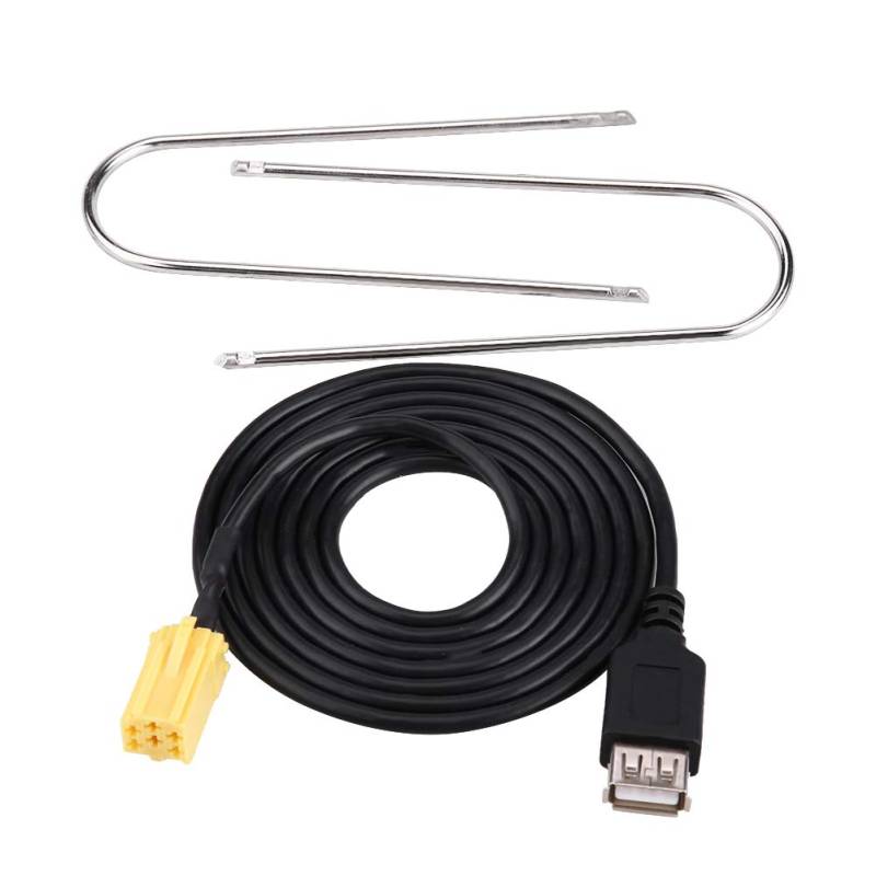 Ymiko Mini-ISO USB-Adapterkabel, Auto Mini-ISO 6-poliger Anschlussstecker USB Schwarzes Adapterkabel Kunststoff Metall Kompatibel mit Alfa Romeo FIAT Grande Punto von Ymiko