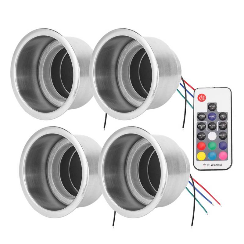 Ymiko RGB Cup Holder Marine RV Cup Holder für Marine RV Truck, 4Pcs DC 12V RGB LED Car Beverage Bottle Cup Holders with Remote Control von Ymiko