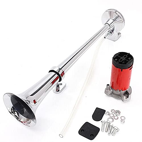 Auto Hupe,Motorrad Hupe Universal 17 Zoll 15. 0DB Lauter Auto-Lufthorn 12V 180 HERTZ Single Trompete Compressor für LKWs Autos Automobile(Red) von Ymnilian