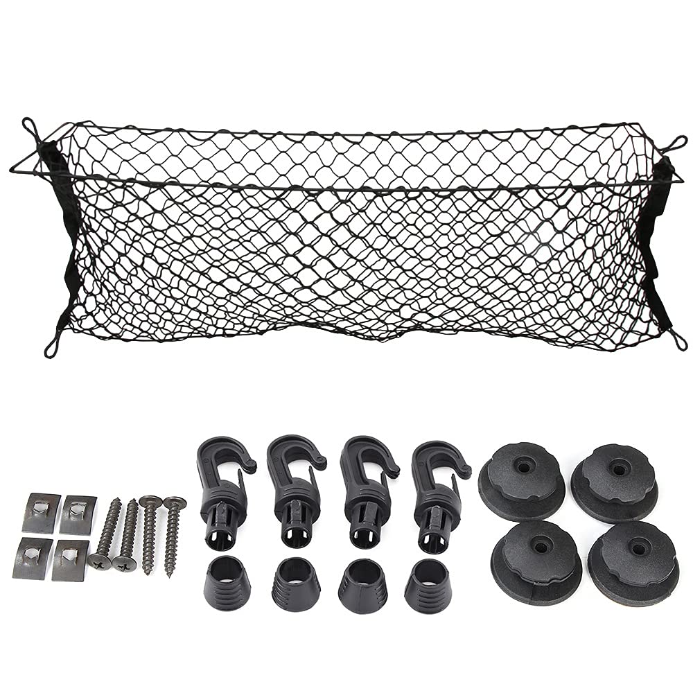 Gepäcknetz,Kofferraum Netz 90x30cm / 110x40cm Universal Auto Kofferraum Gepäckaufbewahrung Ladung Organizer Nylon Elastisches Mesh Net Auto Styling Aufräumen Zubehör(Long 90 cm) von Ymnilian