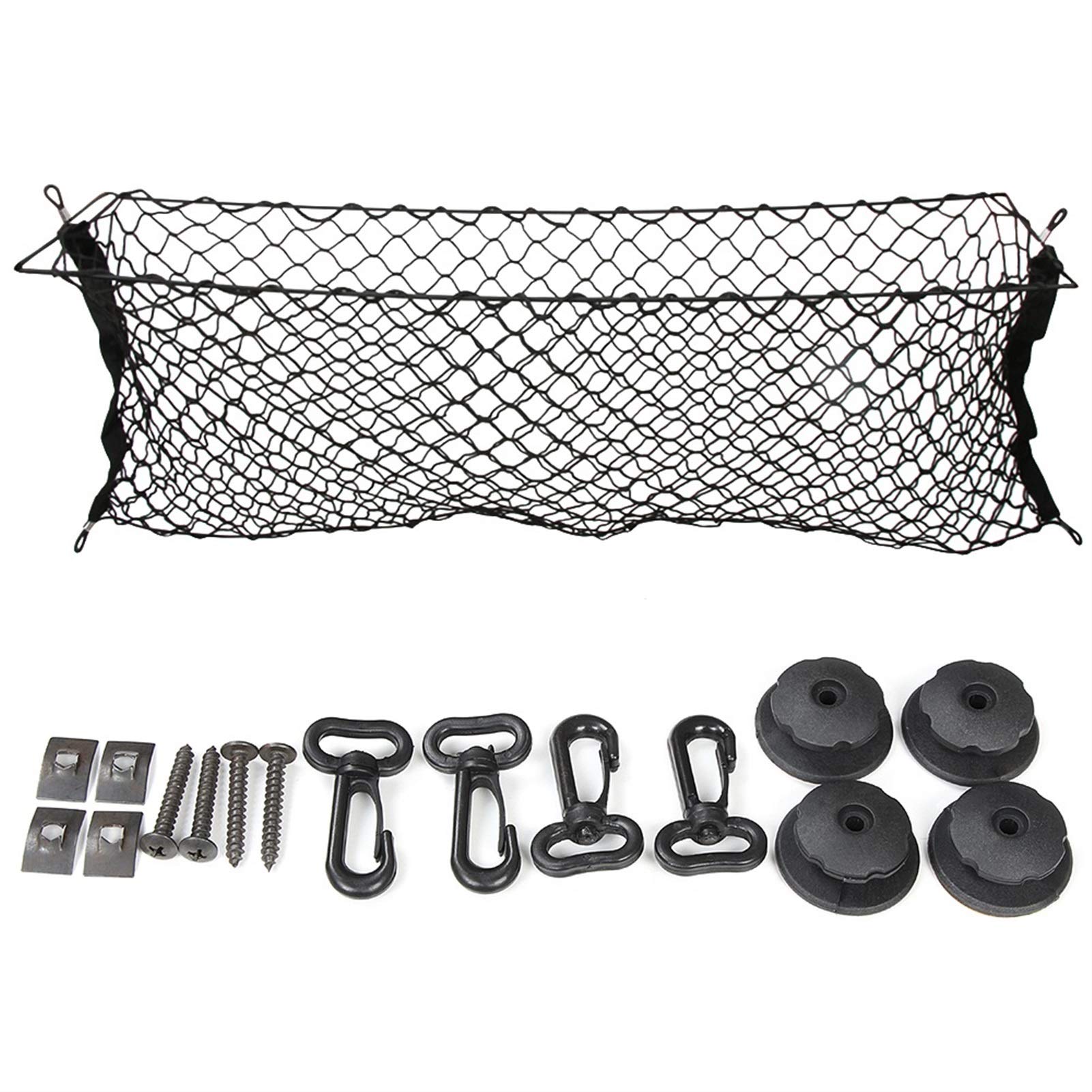 Gepäcknetz,Kofferraum Netz Universalauto-Kofferraum-Hecklager-Ladungs-Gepäcknylon-elastisches Mesh 90x30 cm / 40x110 cm Netzhalter mit 4 Kunststoffhaken Tasche(Long 90 cm) von Ymnilian