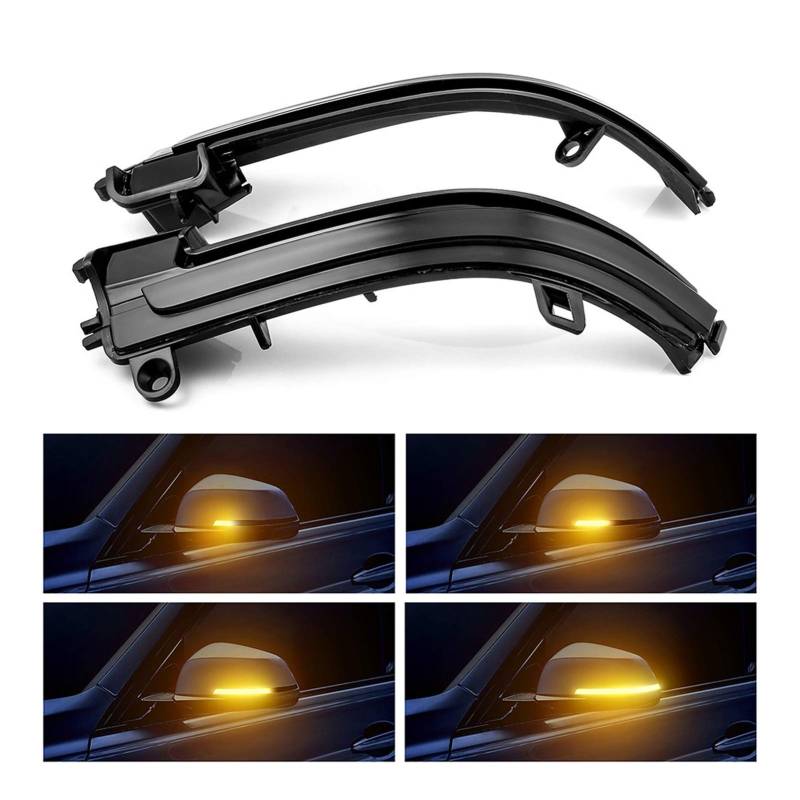 Indicator Rear View,Spiegelblinker Seitenflügel Rückspiegelspiegelanzeige Blinker Repeater Dynamisches Blinker Licht Passend für BMW F20 F21 F22 F30 E84 1 2 3 4 Serie X1 von Ymnilian