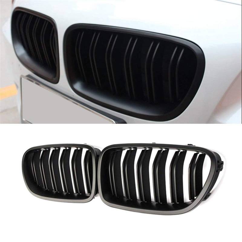 Kühlergrill,Kühlergrill Streifen 1 Paar Doppellamellen Linie Frontstoßstange Grill Hood ierengitter Grill Passend für BMW 5er M5 (Mattschwarz) von Ymnilian
