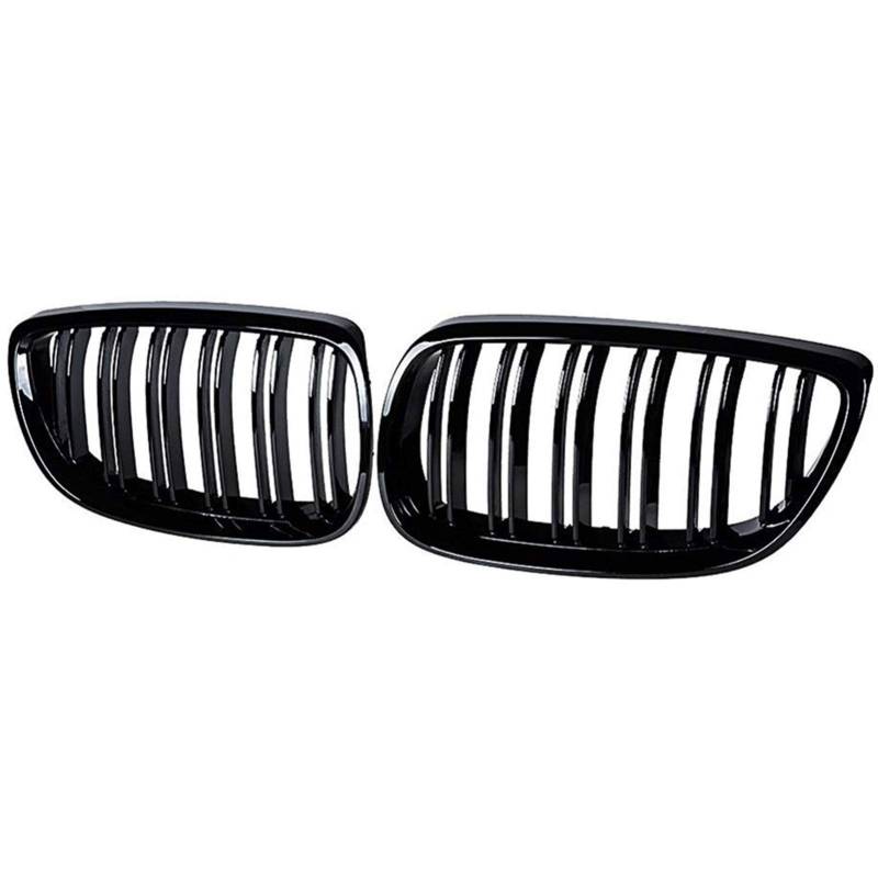 Kühlergrill,Kühlergrill Streifen 2ST Frontstoßstange Kidney Twin Fins Sport-Grill-Grill Passend für BMW E92 E93 M3 2006-2009 3-Serie M3 E92 von Ymnilian