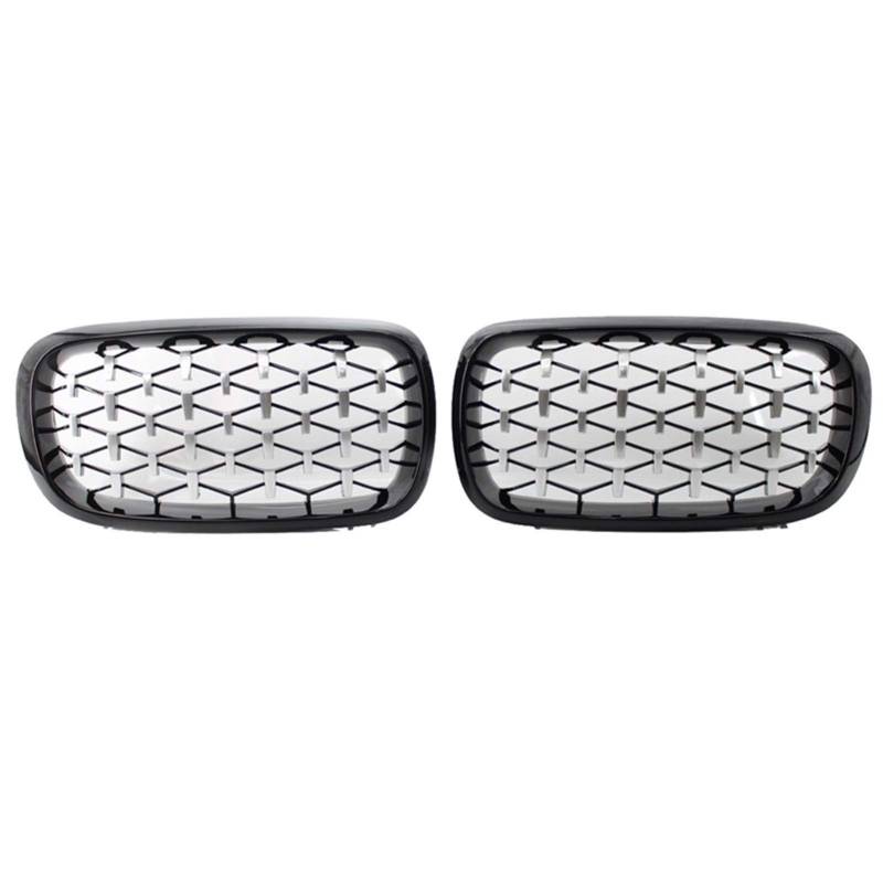 Kühlergrill,Kühlergrill Streifen ABS Front Racing Grill Passend für BMW X5 X6 F15 F16 F85 F86 Silver Black von Ymnilian