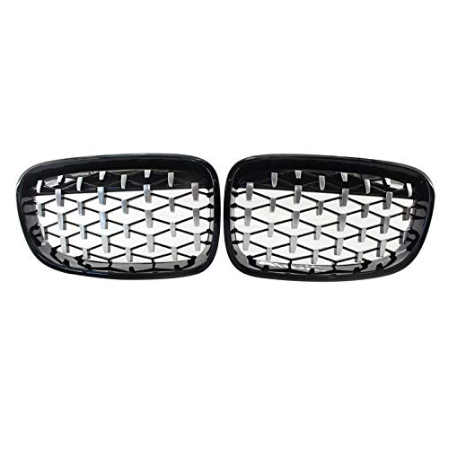 Kühlergrill,Kühlergrill Streifen ABS Front Racing Grille for-BMW F20 F21 1 Series Silver Black von Ymnilian