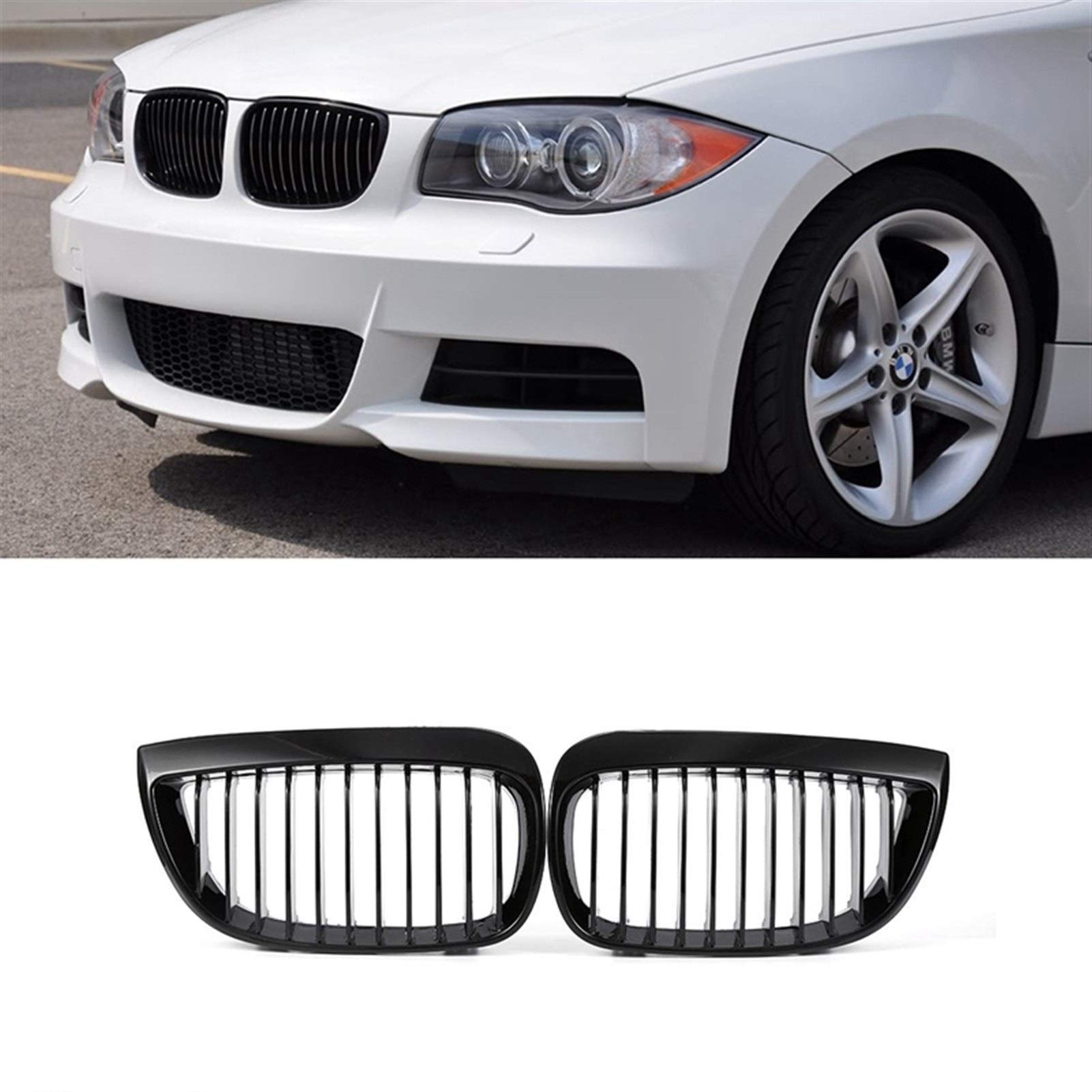 Kühlergrill,Kühlergrill Streifen E81 Grille, Vorder Ersatz Kidney Grill Passend für BMW E81 E87 1 Serie 2003-2007 Kühlergrill,Kühlergrill Streifen E81 Grille, Vorder Ersatz Kidney Grill Passend für BMW E81 E87 1 Serie 2003-2007 von Ymnilian