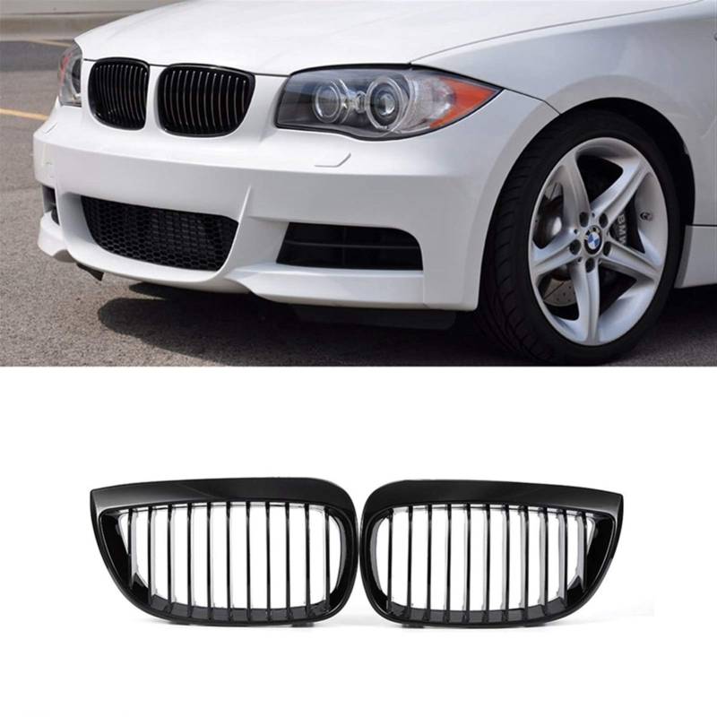 Kühlergrill,Kühlergrill Streifen E81 Grille, Vorder Ersatz Kidney Grill Passend für BMW E81 E87 1 Serie 2003-2007 von Ymnilian