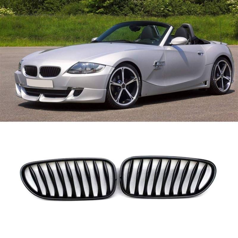 Kühlergrill,Kühlergrill Streifen E85 Grille, Vorder Replacement Kidney Grill Passend für BMW Z4 / E85 2003-2008 (Gloss Black) von Ymnilian