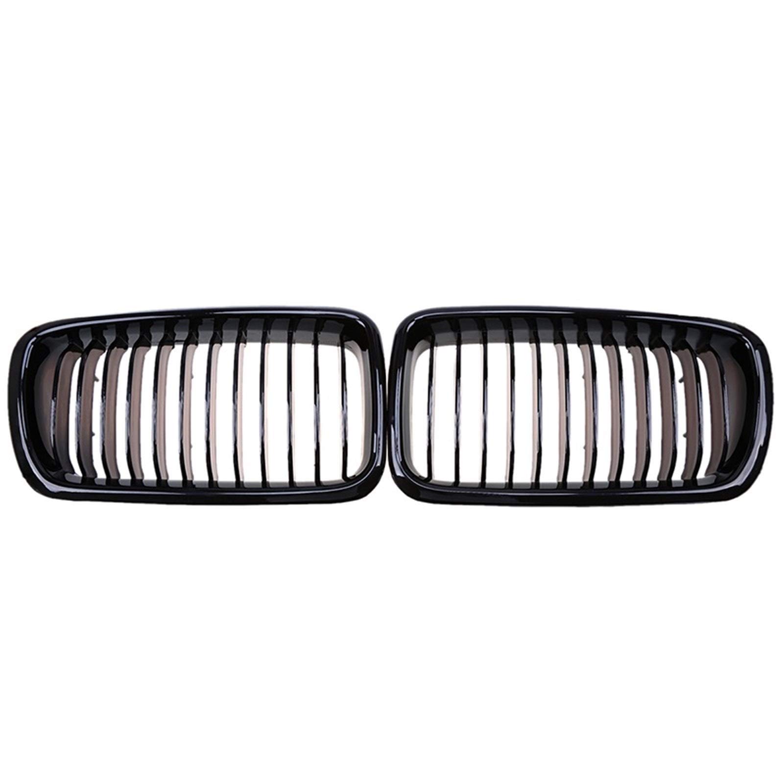 Kühlergrill,Kühlergrill Streifen Frontstoßstange Hood ierengitter Grill Passend für BMW E38 7 Serie 728 730 735 740 1995-2001 (Glossy Black) von Ymnilian